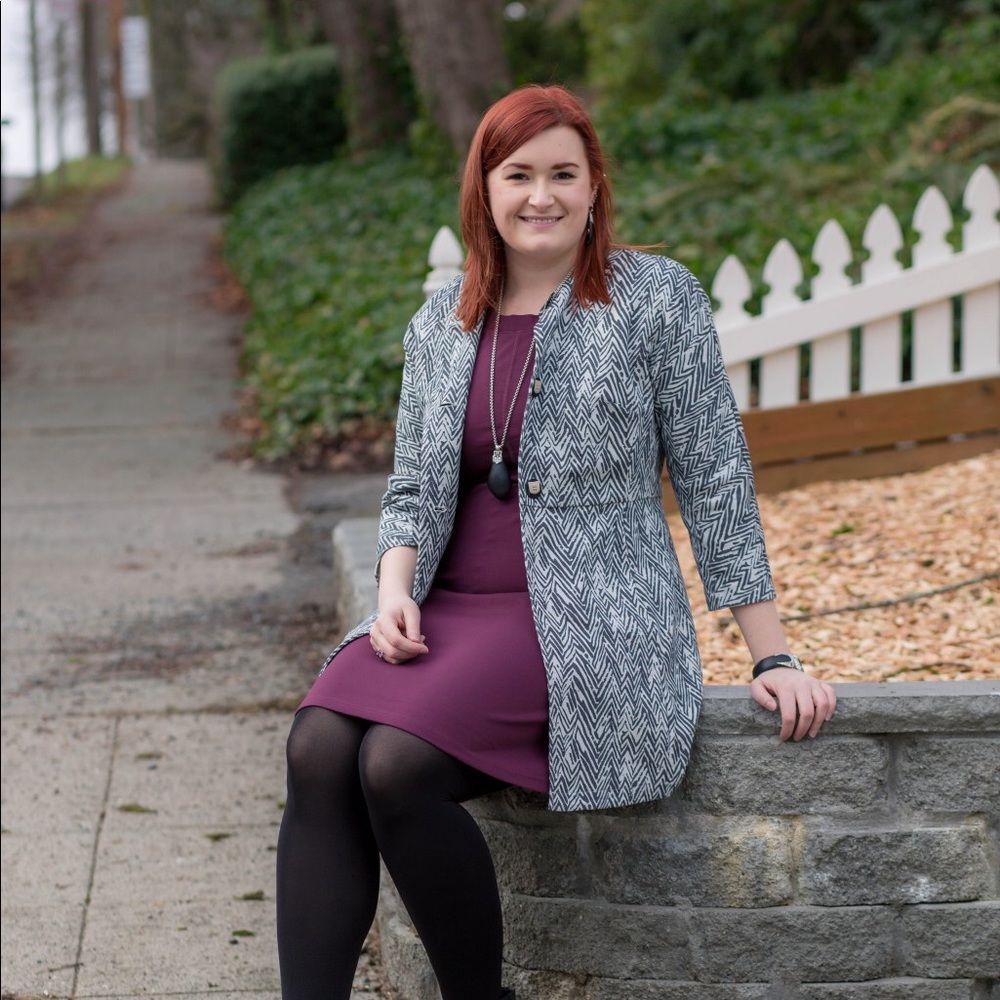 SOLD ⬇️ Cabi Zig Zag Tea Length Topper Coat - Picture 6 of 8